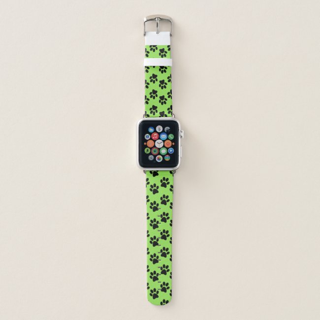 Black Paw Prints Design Apple Watch Band