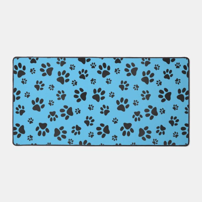 Black Paw Prints Design Desk Mat (Front)