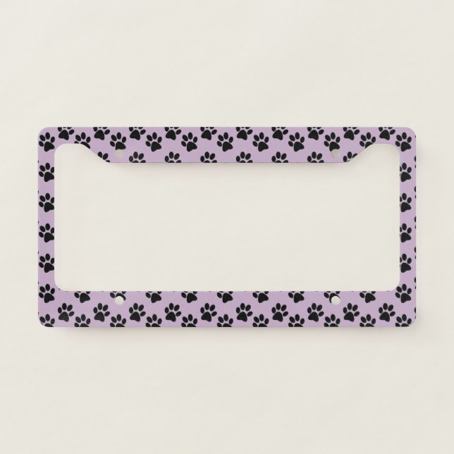 Black Paw Prints Design License Plate Frame (Front)