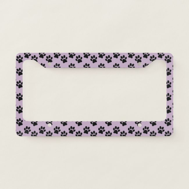 Black Paw Prints Design License Plate Frame