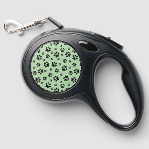 Black Paw Prints Design Retractable Dog Leash