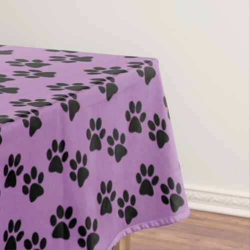 Black Paw Prints Design Tablecloth