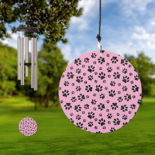 Black Paw Prints Design Wind Chime