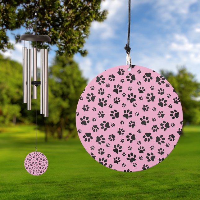 Black Paw Prints Design Wind Chime (Outdoor)