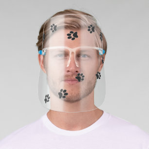 Black Paw Prints Face Shield