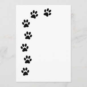 Black Paw Prints Invitation