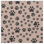 Black Paw Prints on Antique Brass Fabric