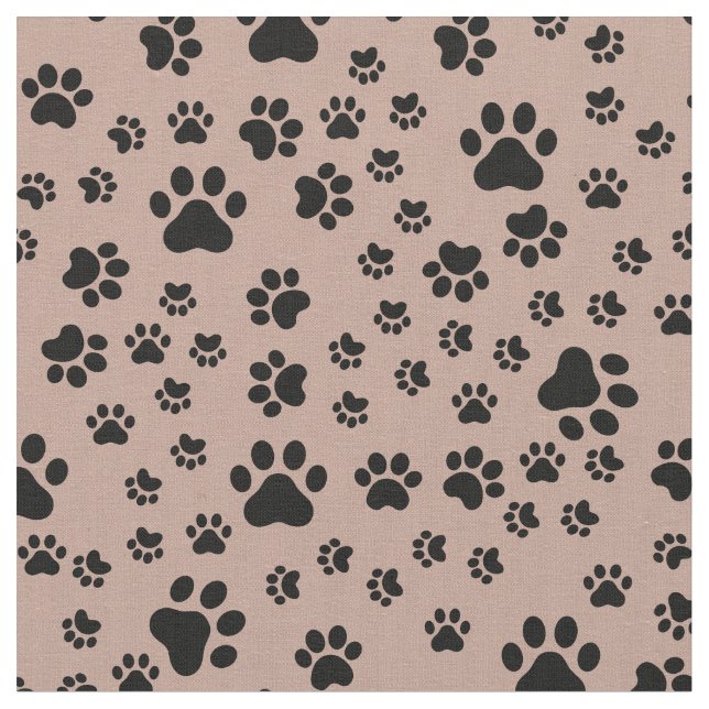 Black Paw Prints on Antique Brass Fabric (Close Up)