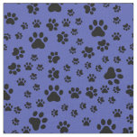 Black Paw Prints on Blue Fabric