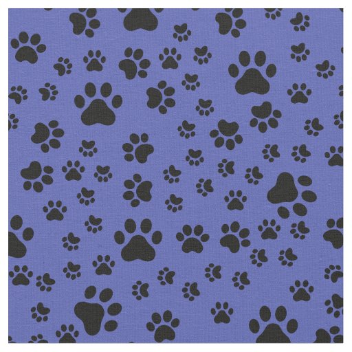 Black Paw Prints on Blue Fabric