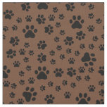 Black Paw Prints on Brown Fabric