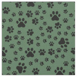 Black Paw Prints on Hunter Green Fabric