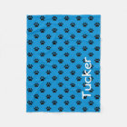 Black Paw Prints on Summer Blue Personalized