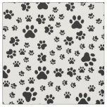 Black Paw Prints on White Fabric