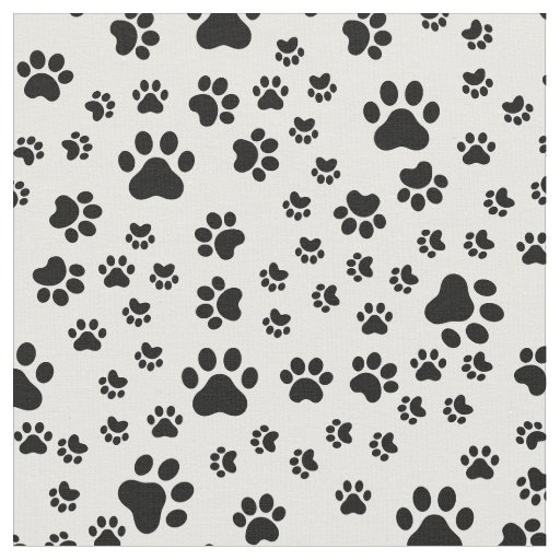 Black Paw Prints on White Fabric