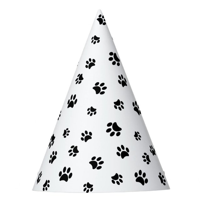 Black Paw Prints Party Hat (Front)
