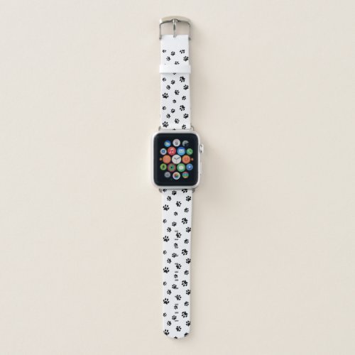 Black Paw Prints Pattern Apple Watch Band
