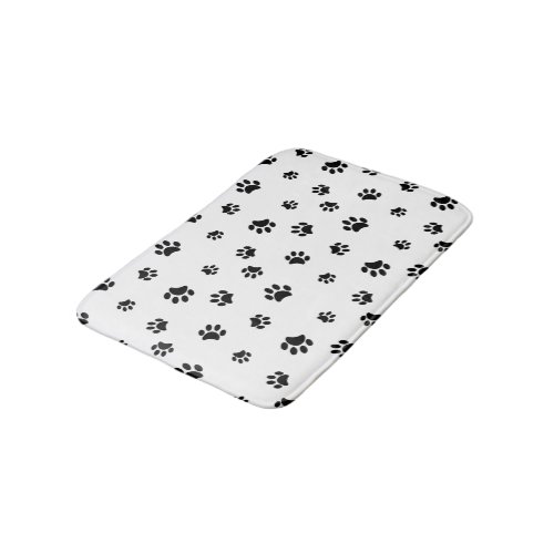 Black Paw Prints Pattern Bathroom Mat