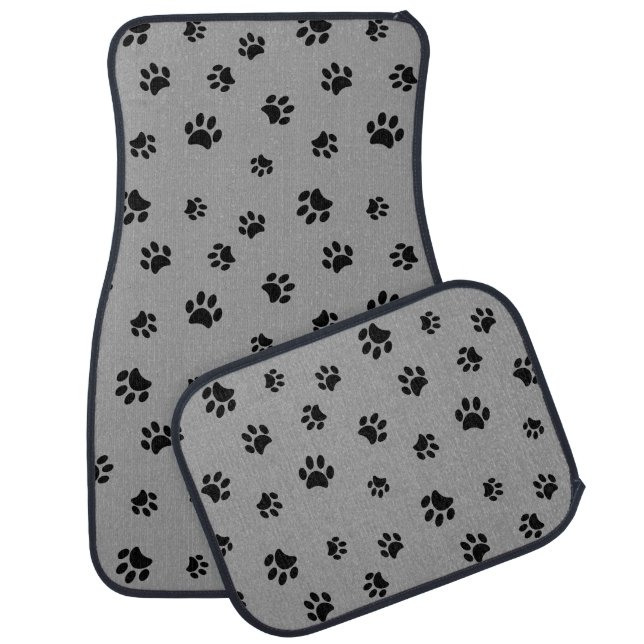 Black Paw Prints Pattern Car Mat (Set)