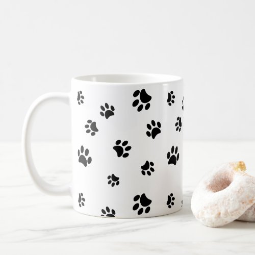 Black Paw Prints Pattern Coffee Mug