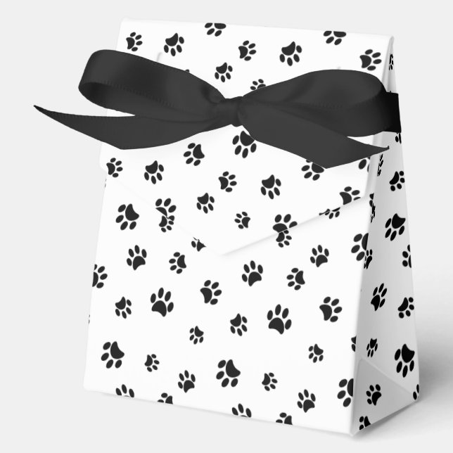 Black Paw Prints Pattern Favor Boxes (Front)
