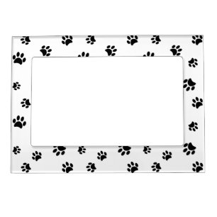 Black Paw Prints Pattern Magnetic Frame