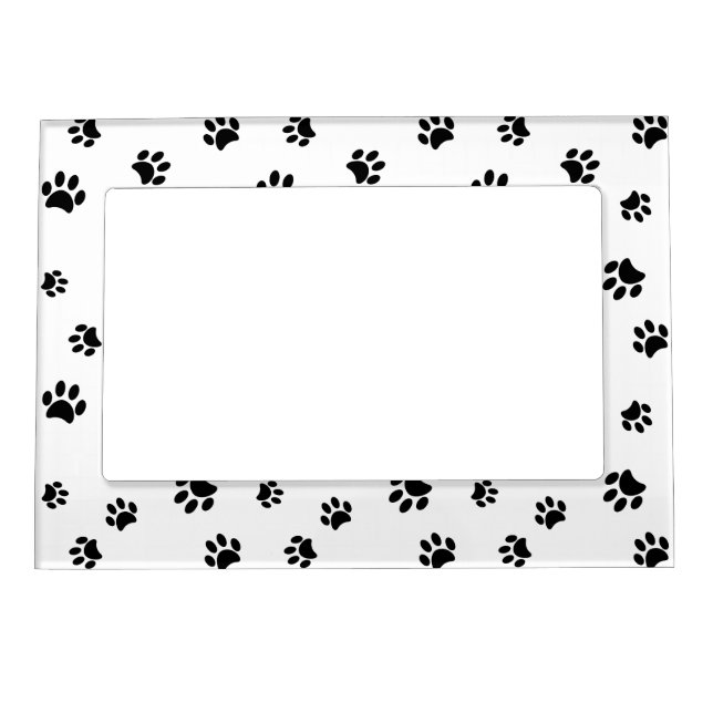 Black Paw Prints Pattern Magnetic Frame (Front)