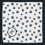 Black Paw Prints Pattern Monogram Bandana<br><div class="desc">Show how much you love animals with this cute black paw print patterned bandana. Also looks awesome with other lighter backgrounds. Bet your pet will look adorable wearing it!</div>