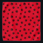Black Paw Prints Pattern on Red Bandana<br><div class="desc">Show how much you love animals with this cute black paw print patterned bandana. Shown here in red,  it also looks awesome with other lighter backgrounds. Bet your pet will look adorable wearing it!</div>