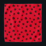 Black Paw Prints Pattern on Red Bandana<br><div class="desc">Show how much you love animals with this cute black paw print patterned bandana. Shown here in red,  it also looks awesome with other lighter backgrounds. Bet your pet will look adorable wearing it!</div>