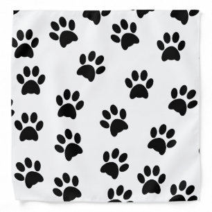 Black Paw Prints Pattern Pet Dog Bandana