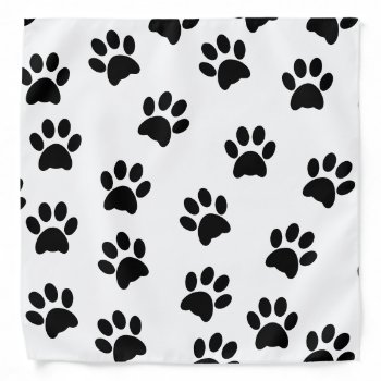Black Paw Prints Pattern Pet Dog Bandana by HasCreations at Zazzle