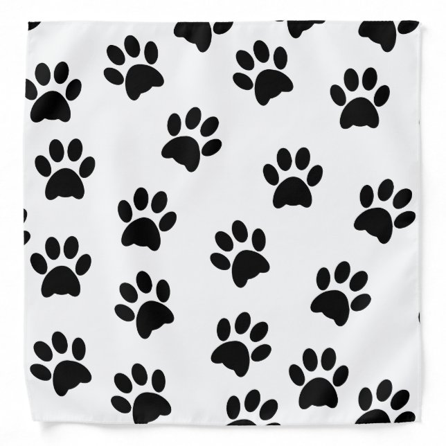 Black Paw Prints Pattern Pet Dog Bandana (Front)