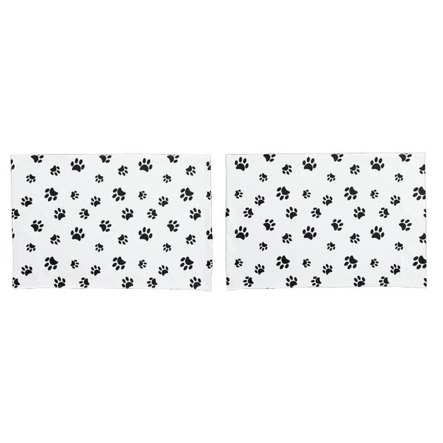 Black Paw Prints Pattern Pillow Case (Front-Set)