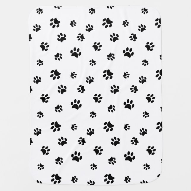 Black Paw Prints Pattern Reversible Baby Blanket (Front)