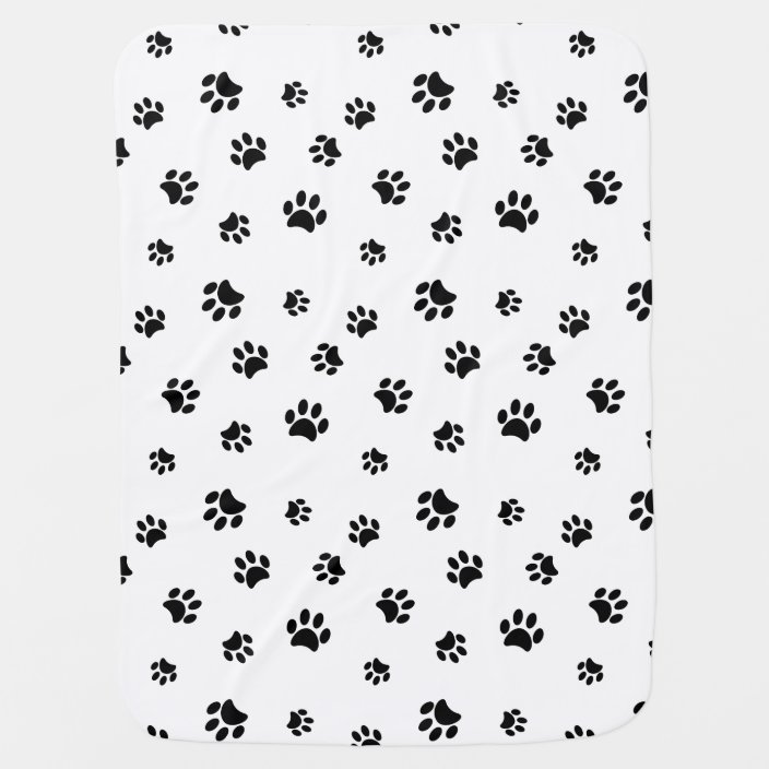 Black Paw Prints Pattern Reversible Baby Blanket