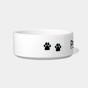 Black Paw Prints Personalized Pet Bowl