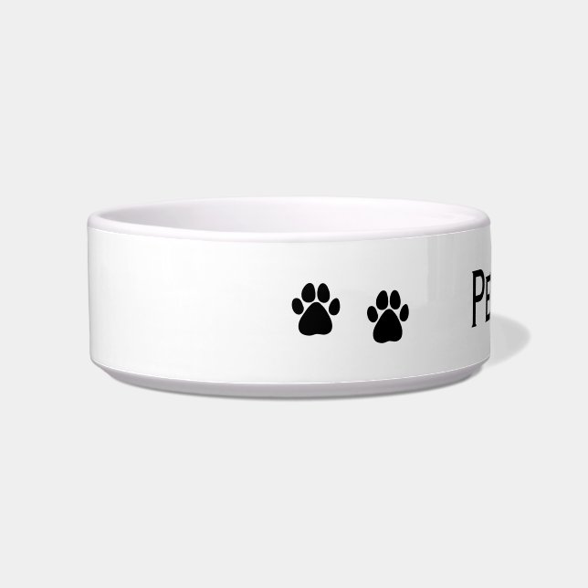 Black Paw Prints Personalized Pet Bowl (Left)