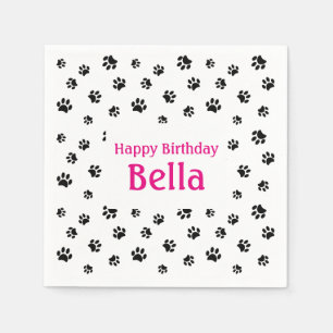 Black Paw Prints Pet Birthday Party Napkins
