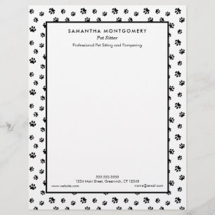 Black Paw Prints Pet Sitter Letterhead