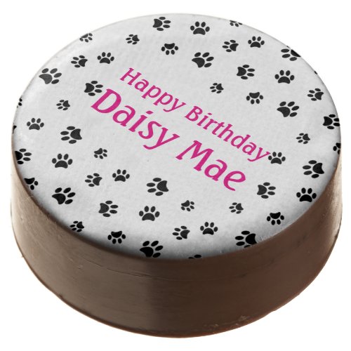 Black Paw Prints Pink Custom Pet Birthday Party Chocolate Covered Oreo