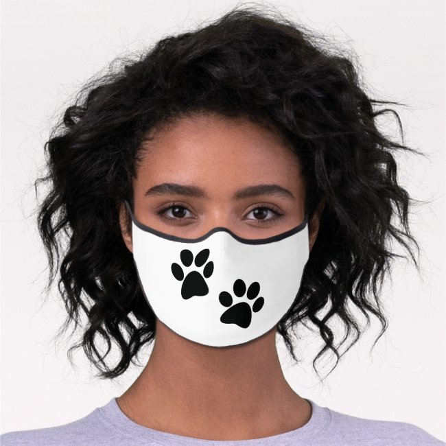 Black Paw Prints Premium Face Mask
