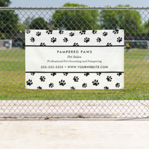 Black Paw Prints Professional Pet Salon Banner