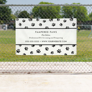 Black Paw Prints Professional Pet Salon Banner