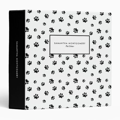 Black Paw Prints Professional Pet Sitter 3 Ring Binder