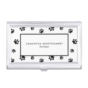 Black Paw Prints Professional Pet Sitter Business Card Case