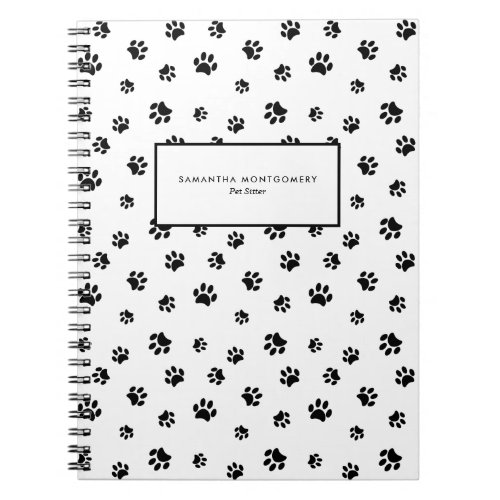 Black Paw Prints Professional Pet Sitter Notebook