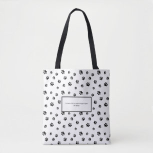 Black Paw Prints Professional Pet Sitter Tote Bag