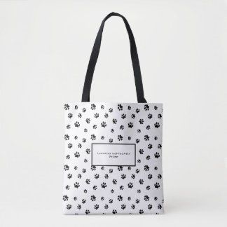 Black Paw Prints Professional Pet Sitter Tote Bag