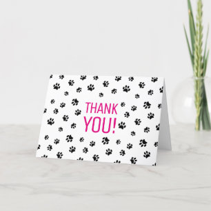 Black Paw Prints   Thank You Card